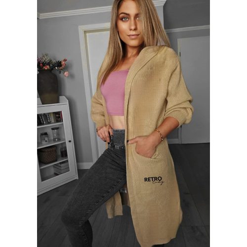 Retro Lady kötött női hosszú kardigán