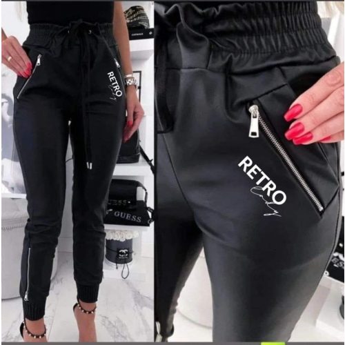 Retro Lady bőrhatású nadrág